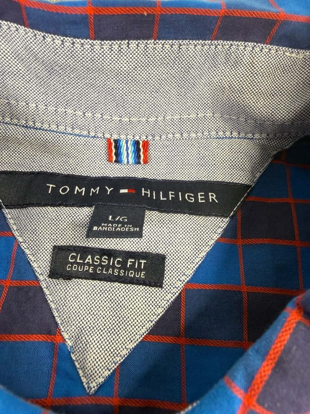 Tommy Hilfiger Classic Fit Plaid Button-Up Shirt Size L Blue Red